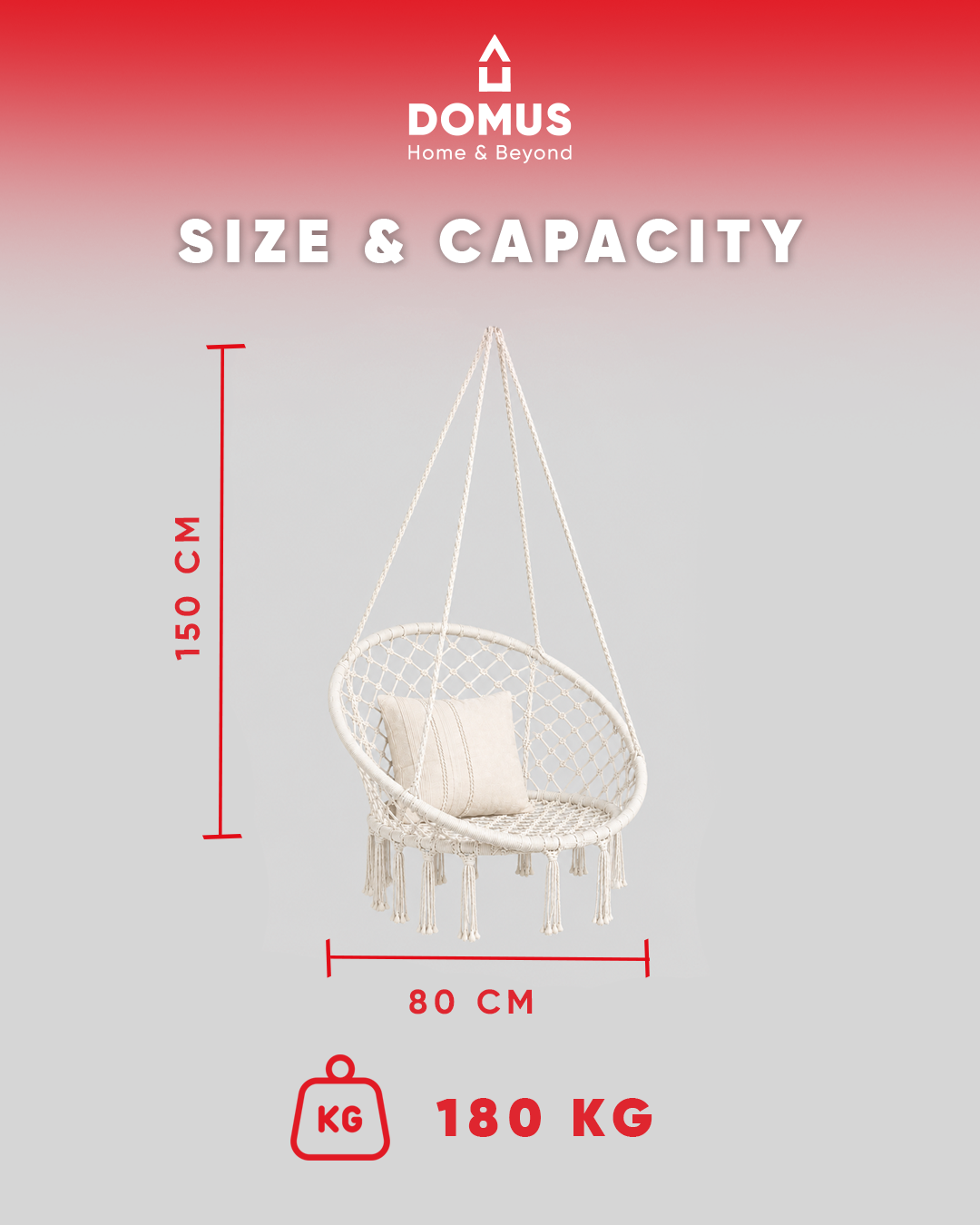 Premium Cotton Hanging Swing Chair + Free Cushion